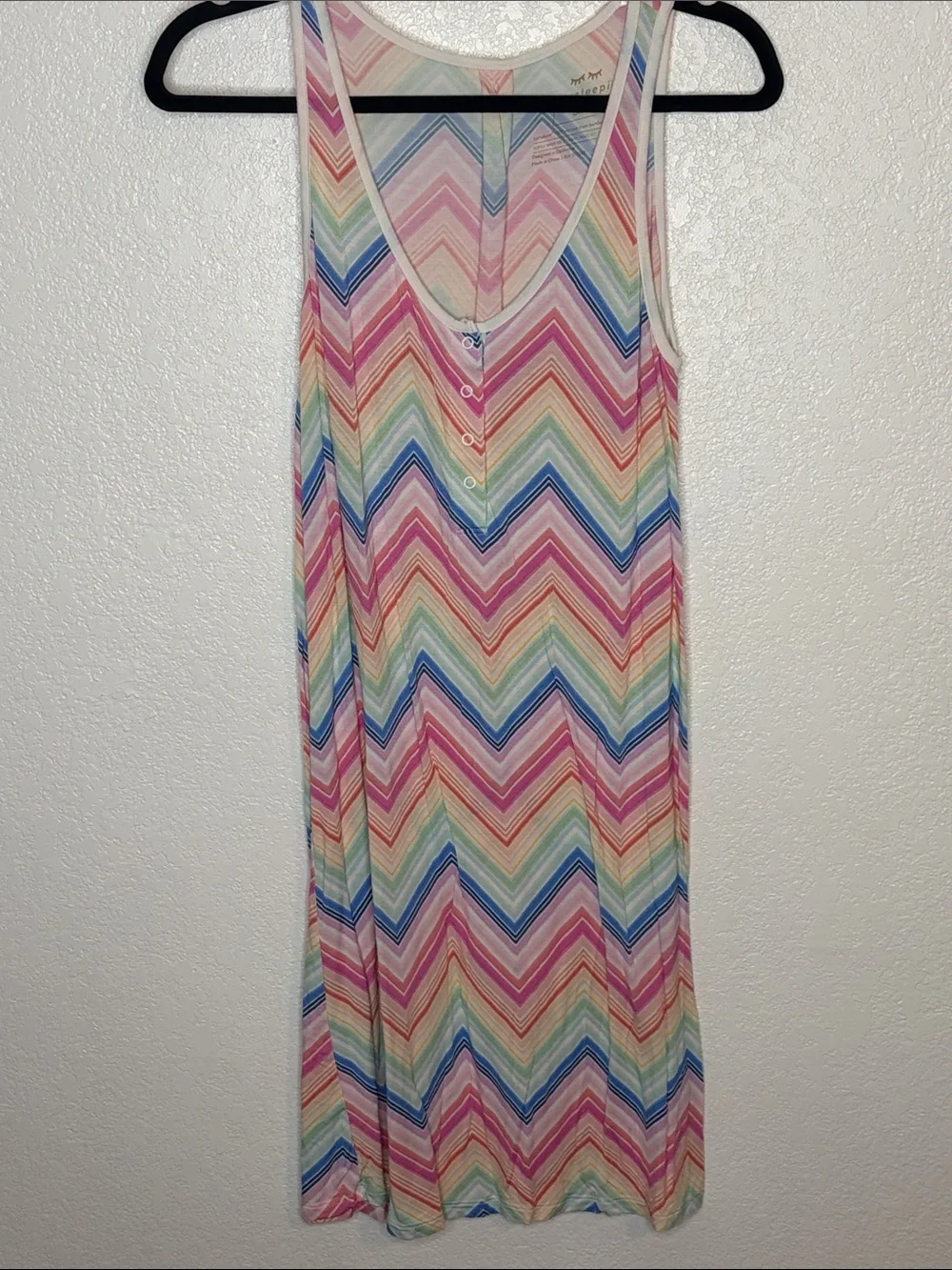 Little Sleepies Luna Multi Color Chevron Print Snap Nightgown Size Small